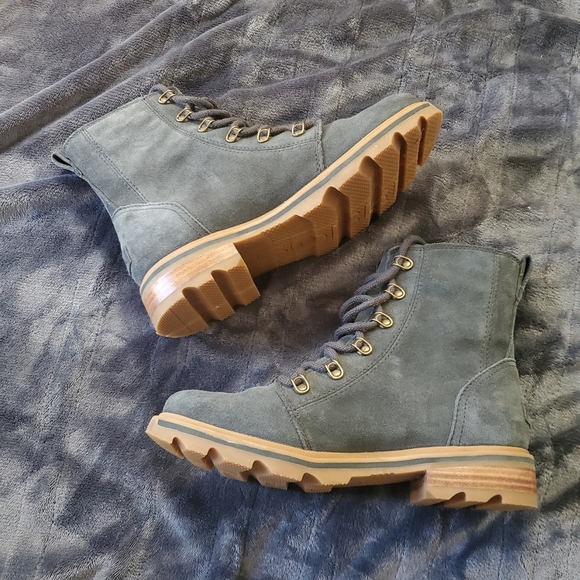 Sorel woman's Lennox suede gray  waterproof lace up boots,size 8.5 - Picture 5 of 11